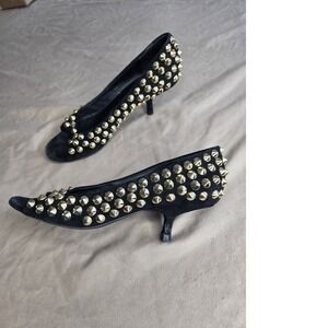 Women's Giuseppe Zanotti Gold Spike Pump EU 36 - Black Suede